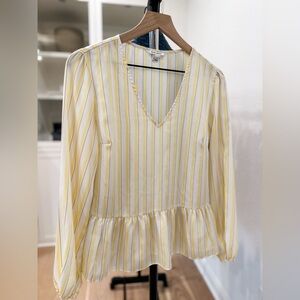 Nine West Yellow and White Striped Blouse